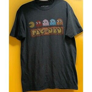 Pac-Man Graphic T-Shirt Men’s M Gray Retro Arcade Gamer Tee Short Sleeve